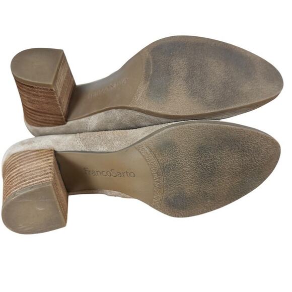 Franco Sarto Destiny Leather Suede Woven Chunky High Heels Shoes Booties sz 9.5 - Picture 15 of 16